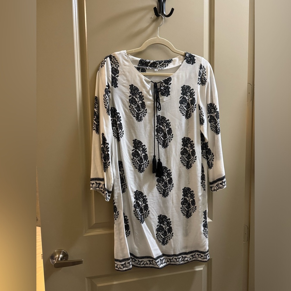 Black and White Boho Dress/Cover-up
